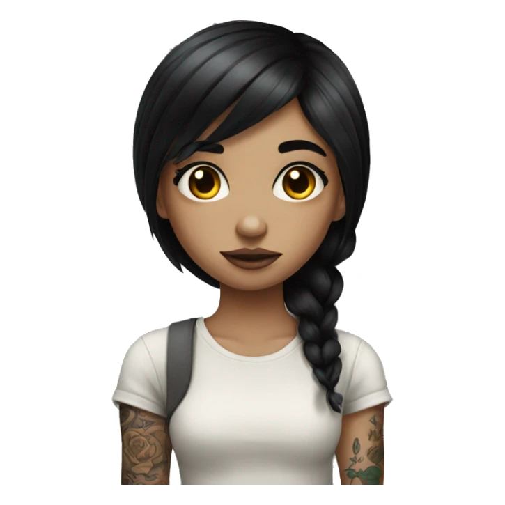 Pale black haired girl with tattoos on body sticker