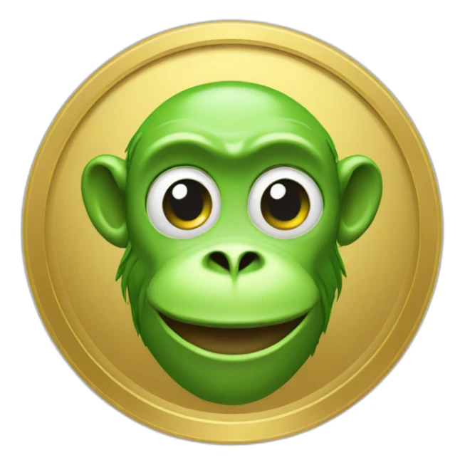 Gold coin with green monkey face sticker