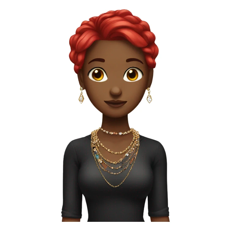 black and red haired girl with jewelry sticker