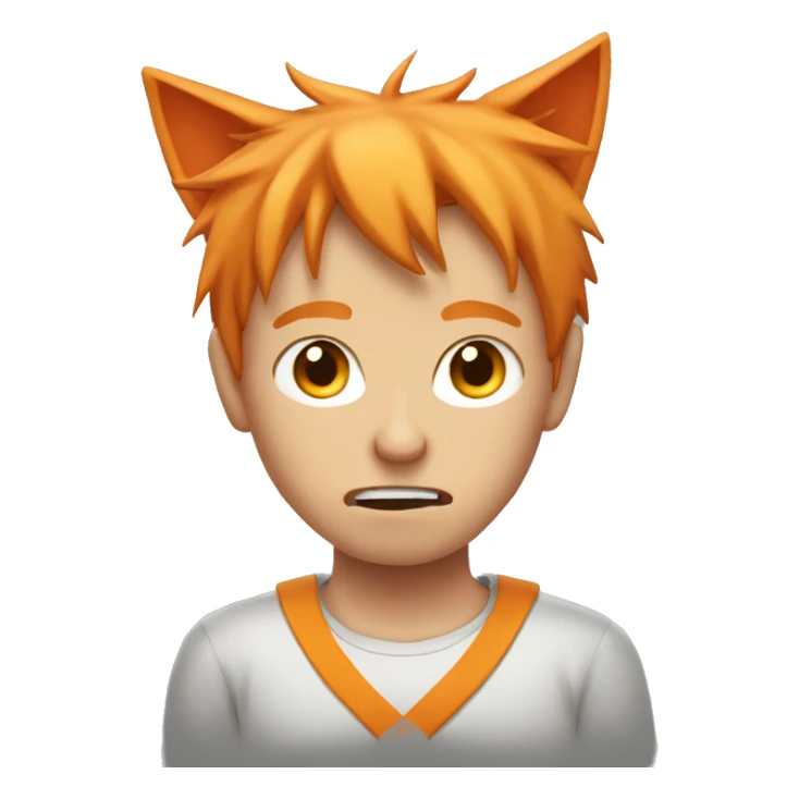 Orange haired boy with cat ears and very very angry sticker