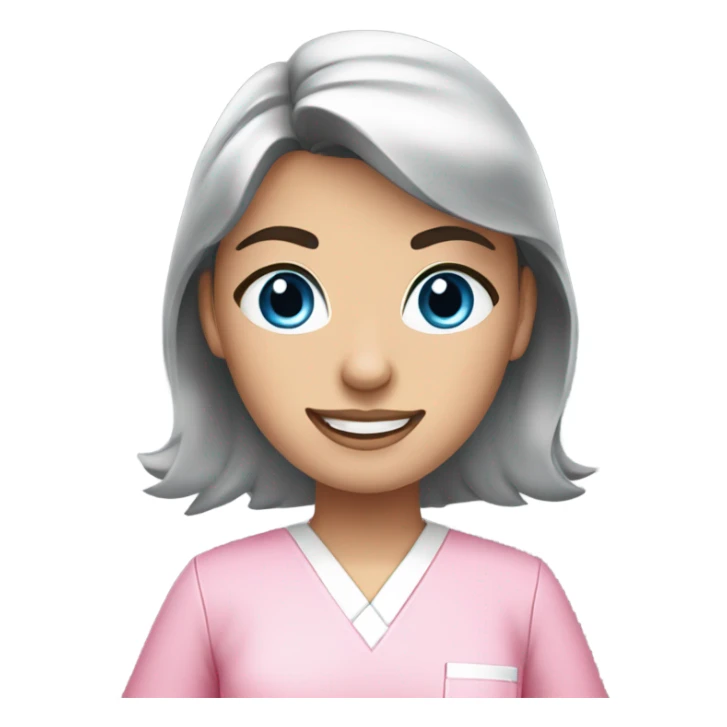 Young blue-eyed, dark-haired Female Dentist wearing pink scrubs  sticker