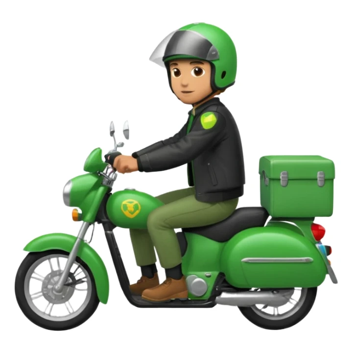 a man riding his green delivery motorcicle sticker