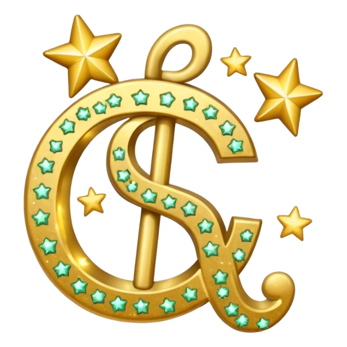 money sign with stars and hearts and sparkles sticker