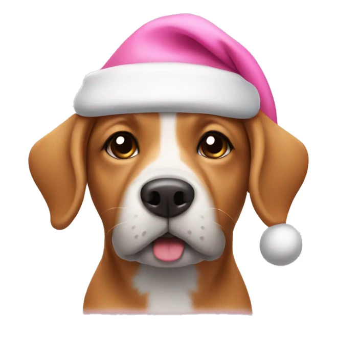 dog wearing pink santa hat sticker