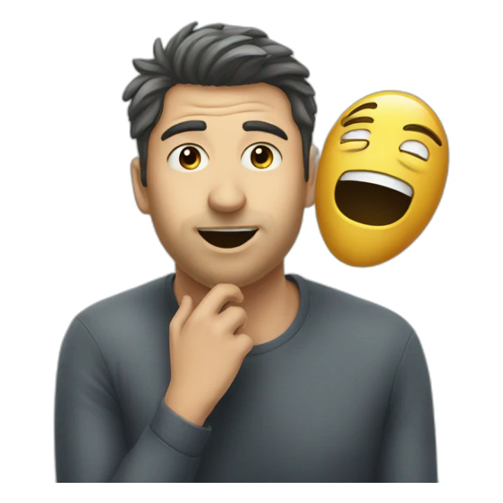 sad man taking off the mask of a cheerful man sticker