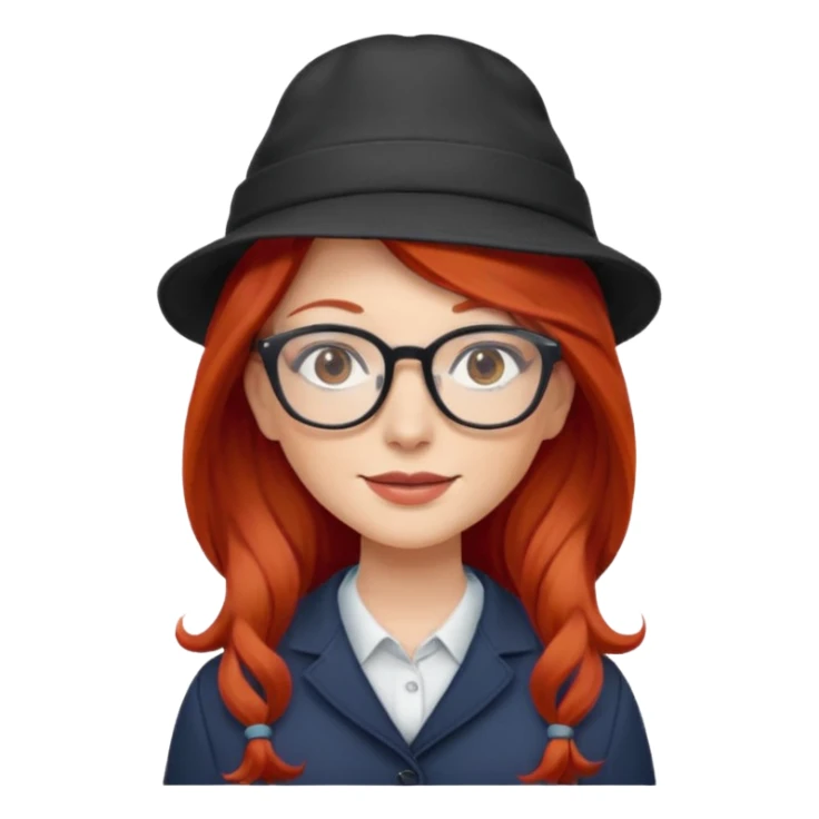 hatted womanwith glasses and long red hair sticker