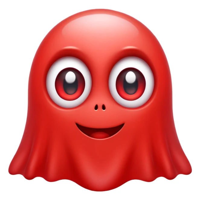 Cute red ghost character with big adorable eyes and a small smile sticker