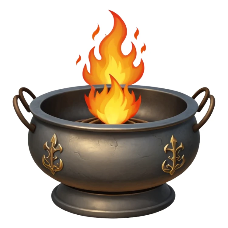 can you make a really medieval looking spiritual metal fire basin with a fire coming out of the top sticker