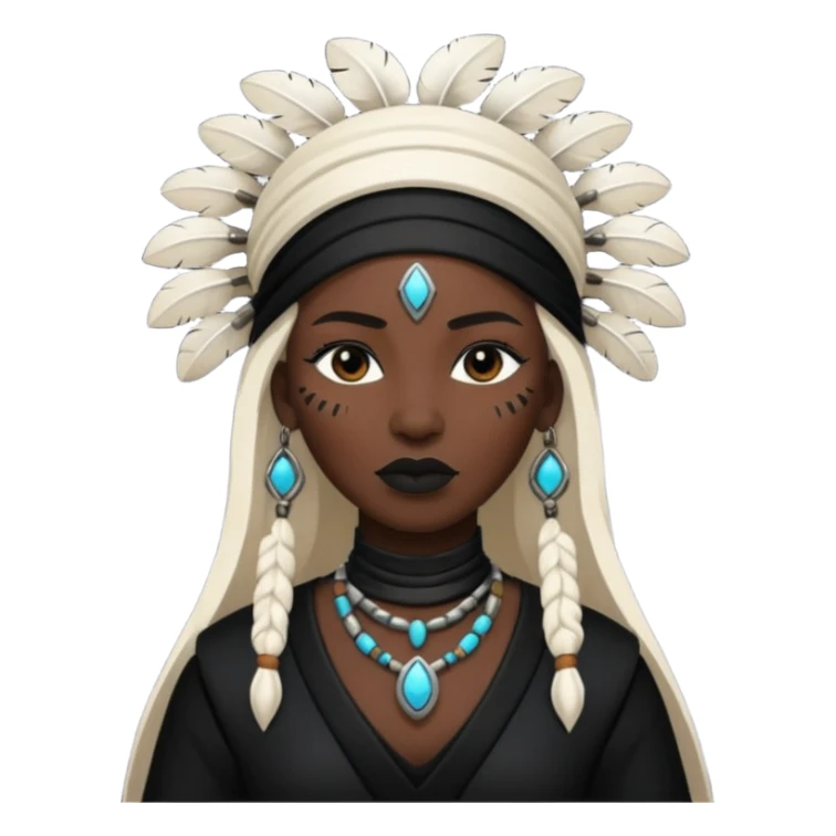 white shaman woman black clothes black accesories  sticker