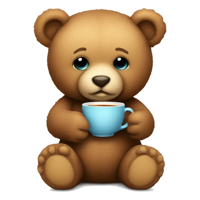 teddy bear holding a cup of tea sticker