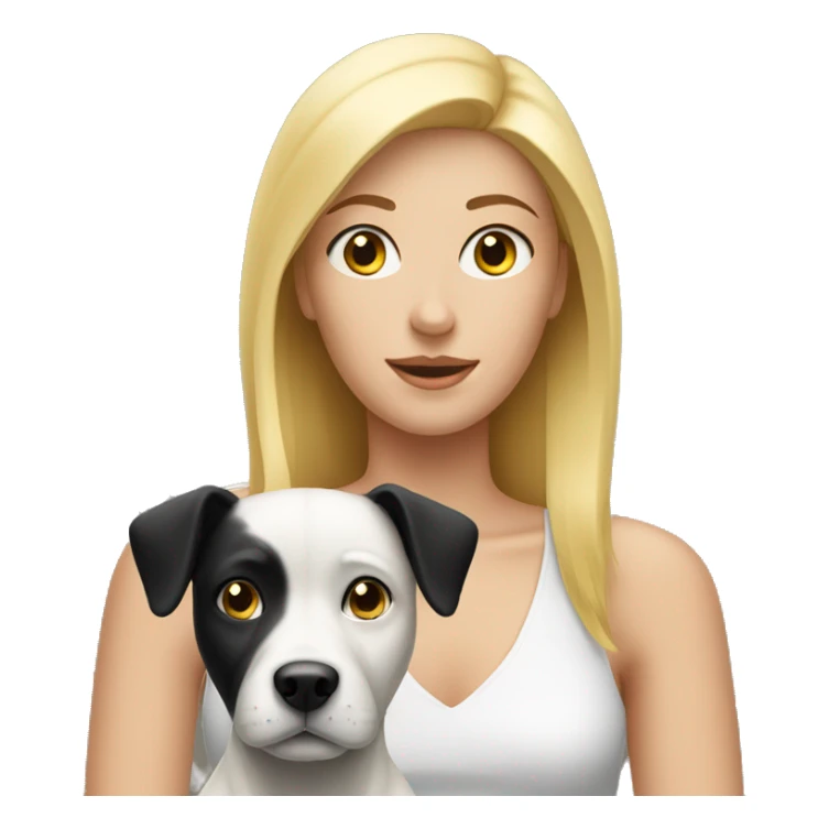Blond woman near a white and black dog  sticker