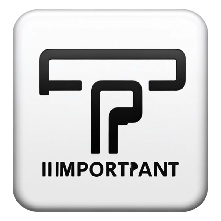 Writing of the word "important" on a sign sticker