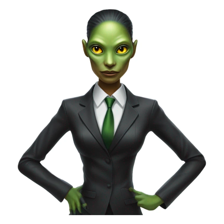 a reptilian alien woman as men in black full body sticker