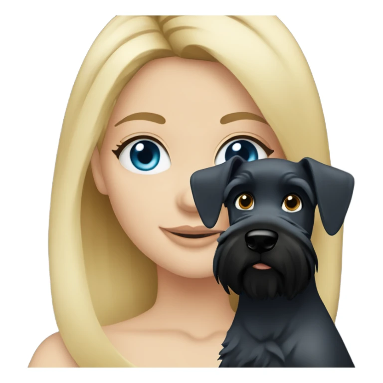 Blonde girl blue eyes holding black schnauzer sticker