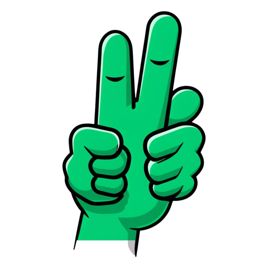 Geometric Maya style thumbs up - message received, strictly white and deep dark green only, angular sharp lines sticker