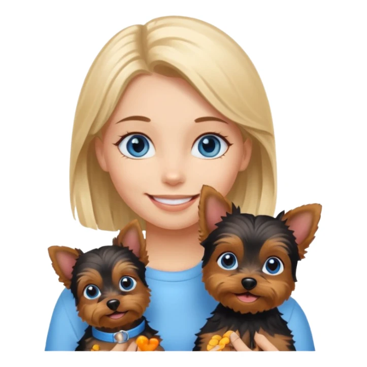 smiling blue eyed girl with Yorkie dog  sticker
