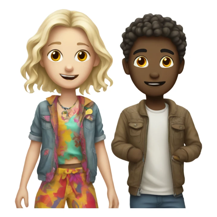 White boy with crazy clothes loving a girl a lot sticker