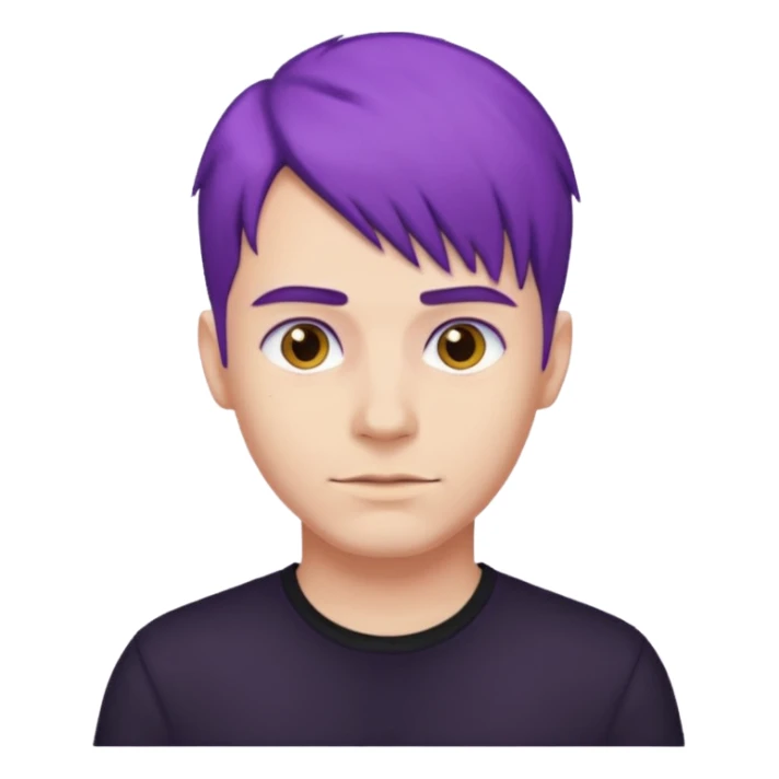 man with purple hair and black shirt sticker