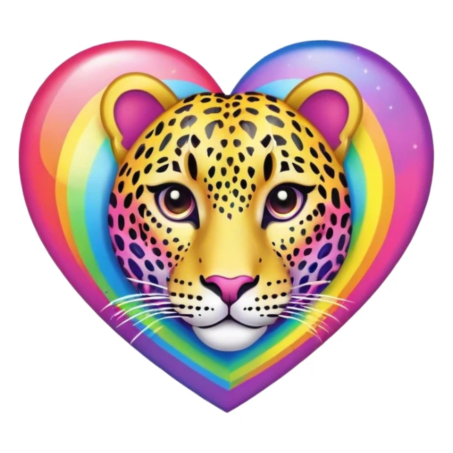 lisa frank rainbow leopard print heart sticker