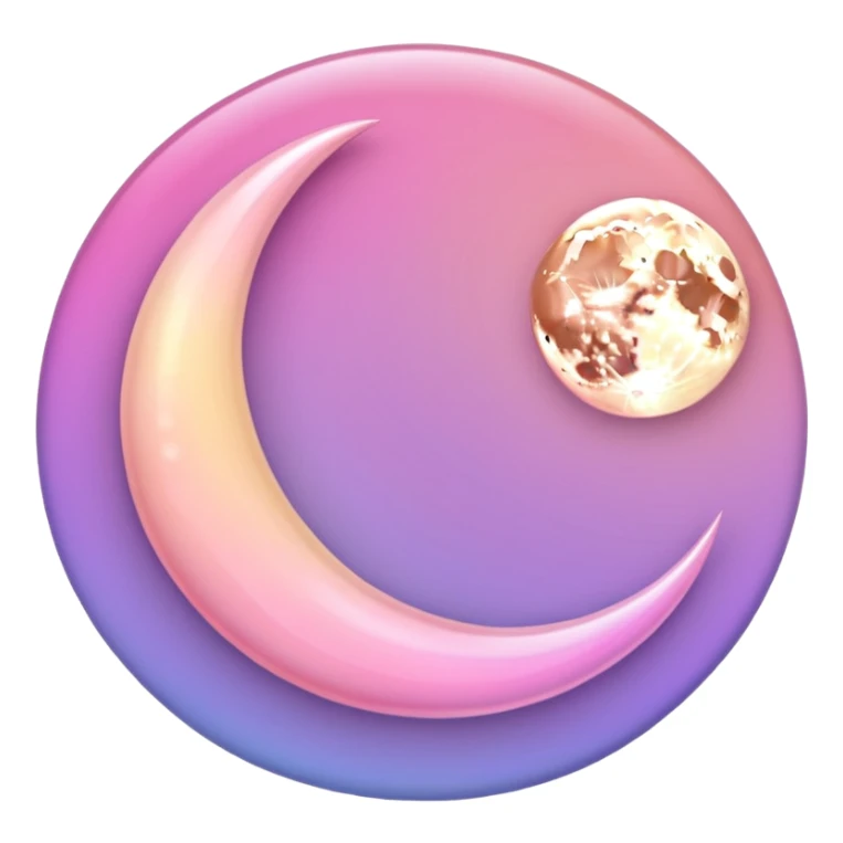 Shiny pastel rose-pink-lavender-violent-gradient crescent moon sunset aesthetic scenery  sticker