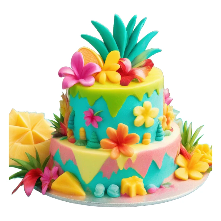 Hawaiian birthday cake sticker