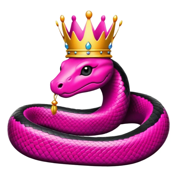 hot pink and black snake with queen’s crown sticker