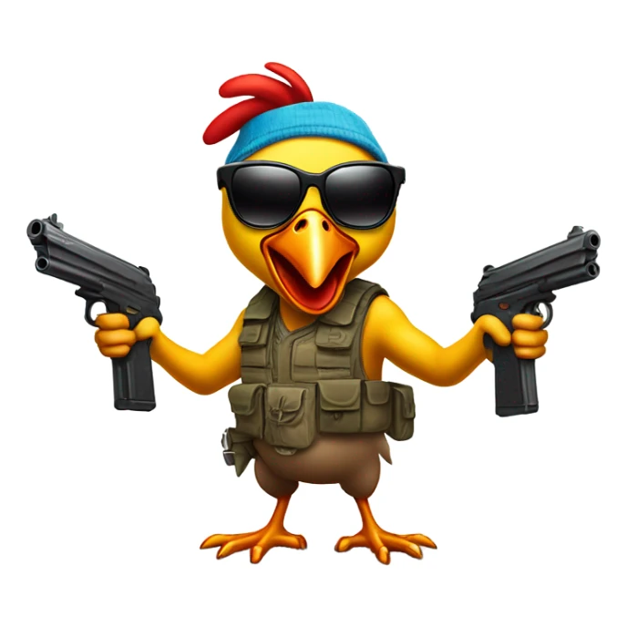 Crazy chicken with guns and sunglasses  sticker