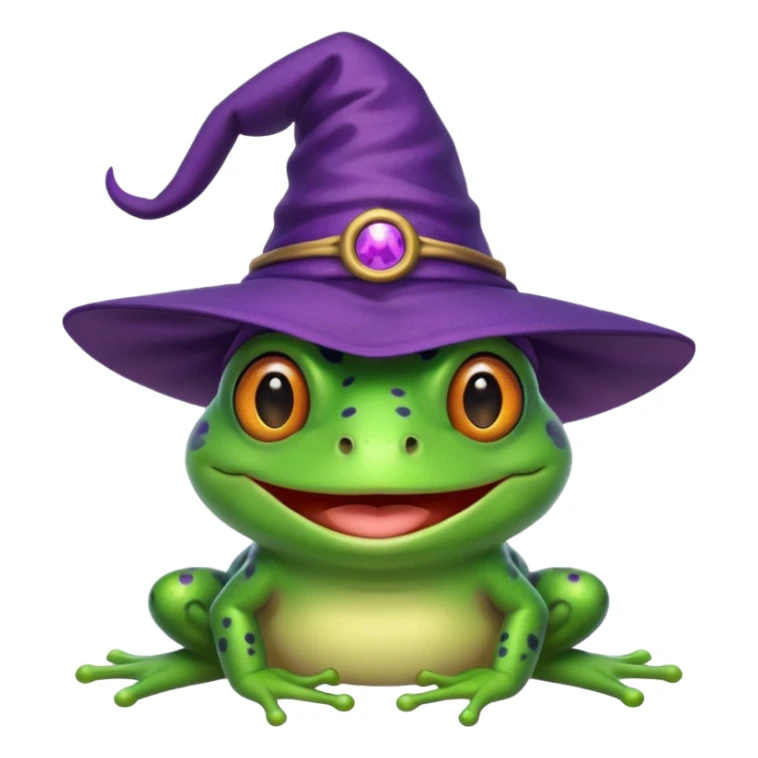 frog wear purple wicth hat sticker