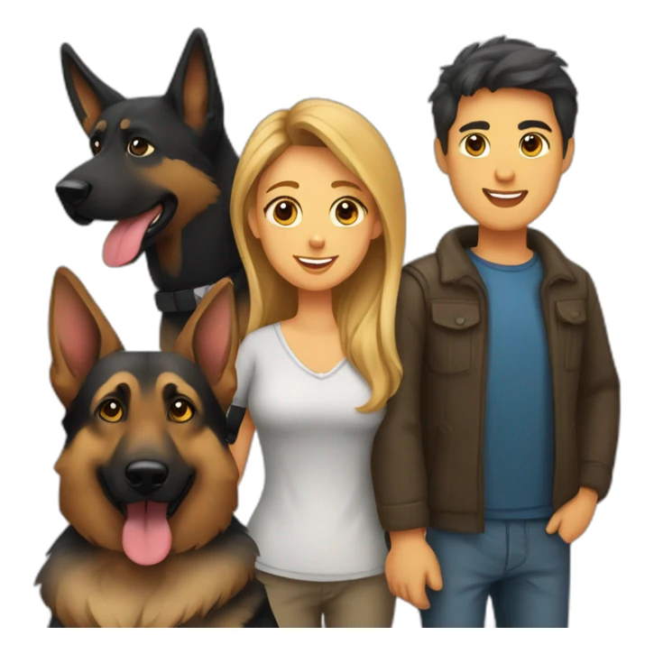mom dad son and german shepherd emoji sticker