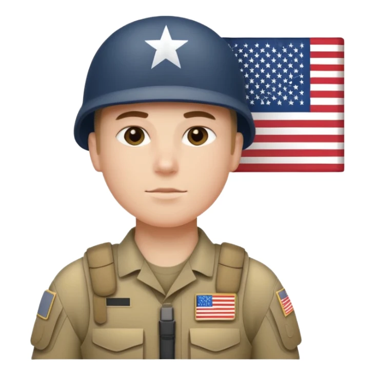 generate realistic white american soldier in body armor and full uniform with small usa flag on shoulder sticker
