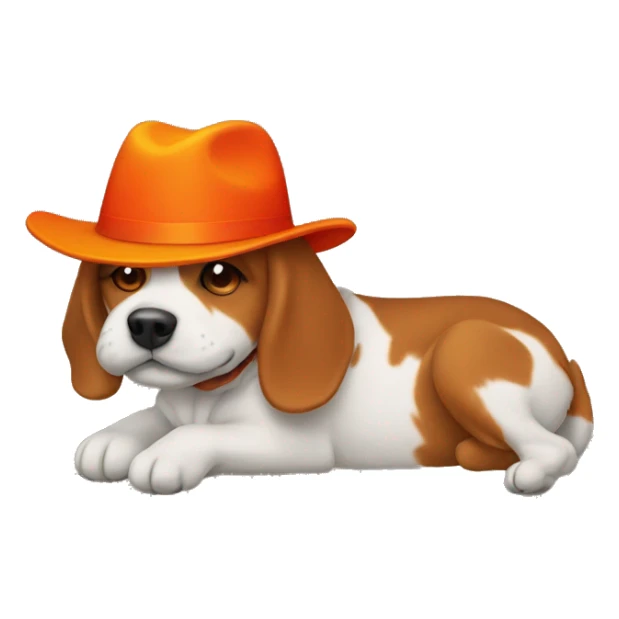 red and orange hat on a dog  sticker