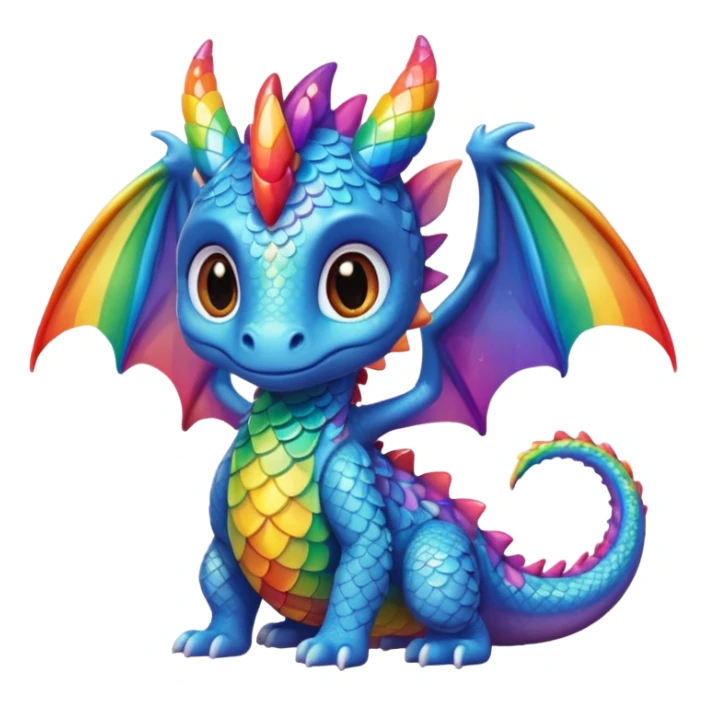 A cute little dragon  rainbow cute eyes wings sticker