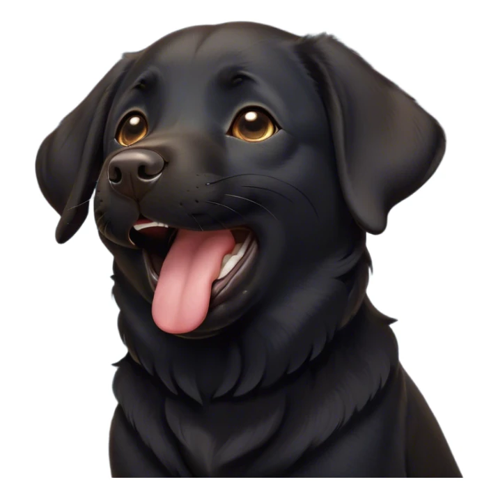 Cinematic Cute Yawning Black Labrador Portrait Emoji, Head tilted slightly with a dramatic, wide-open yawn, showcasing a smooth black Fur with a velvety texture, floppy ears slightly drooping, round brown eyes barely open in drowsy contentment, Simplified yet irresistibly adorable features, highly detailed, glowing with a soft, cozy glow, high shine, relaxed yet expressive, stylized with a touch of whimsy, bright and endearing, soft glowing outline, capturing the essence of a sleepy yet affectionate companion, so drowsy it feels like it could stretch out of the screen and curl up for a nap! sticker