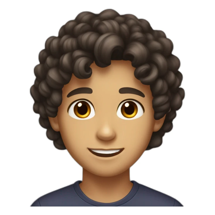 13 years old boy with super super dark brown curled hair tan light skin and dark brown eyes  sticker