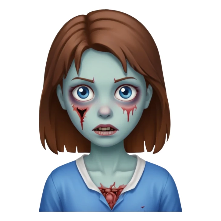girl zombie brown hair and blue eyes sticker