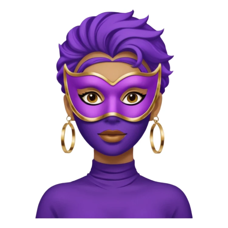 mask wearing woman robber purple with big earrings sticker
