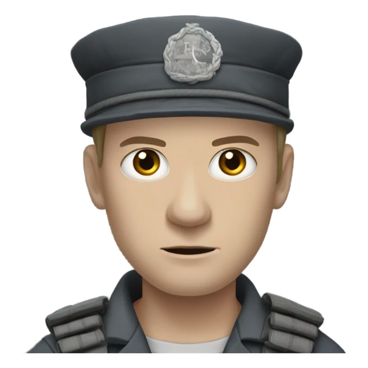 an white skin prisoner in an dark gray uniform. very realistic and detailed sticker