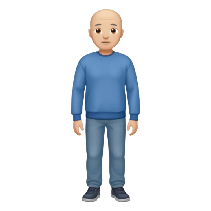 mature bald man sweatshirt and jeans full body sticker