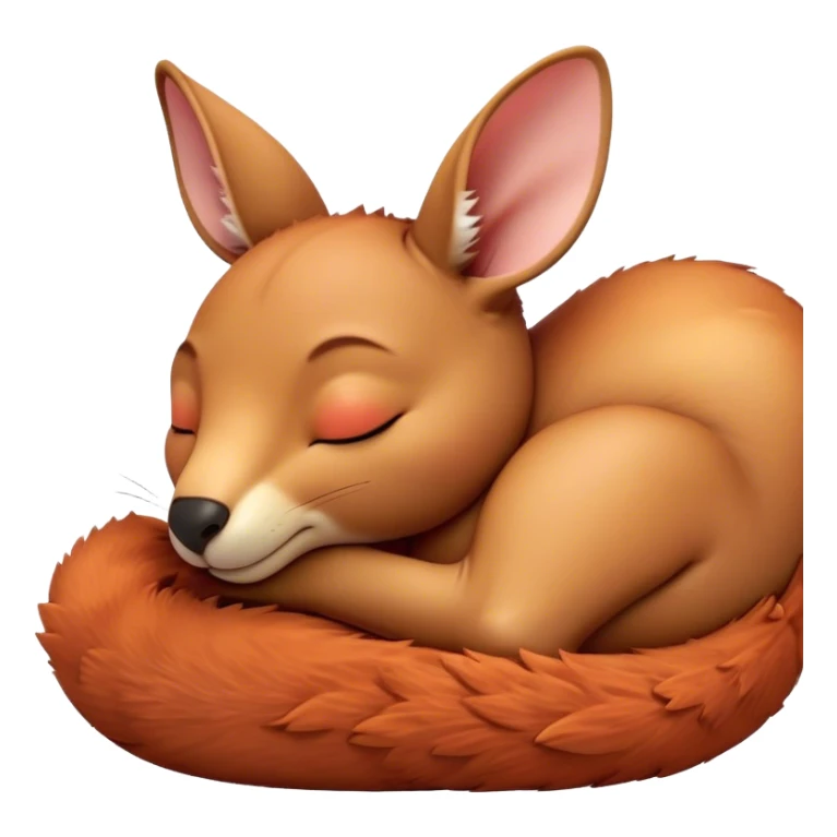 Meme-Worthy Cute Sleeping Kangaroo Portrait Emoji, Head resting peacefully with a contented smile, showcasing a robust build and a luxuriously soft red-orange fur, eyes shut in a serene, restful nap, Simplified yet hilariously adorable features, highly detailed, glowing with a soft, drowsy light, high shine, relaxed and utterly lovable, stylized with an air of playful laziness, bright and heartwarming, soft glowing outline, capturing the essence of a comically sleepy kangaroo, so meme‐worthy it feels like it could instantly become the next viral sensation of adorable slumber! sticker