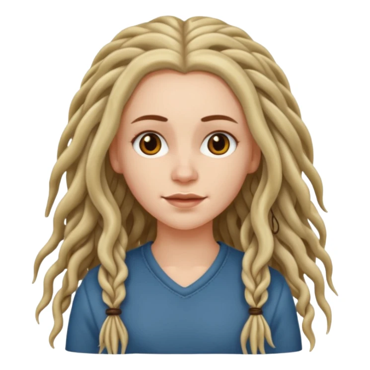 white girl, long wavy hair with just some dreadlocks  sticker