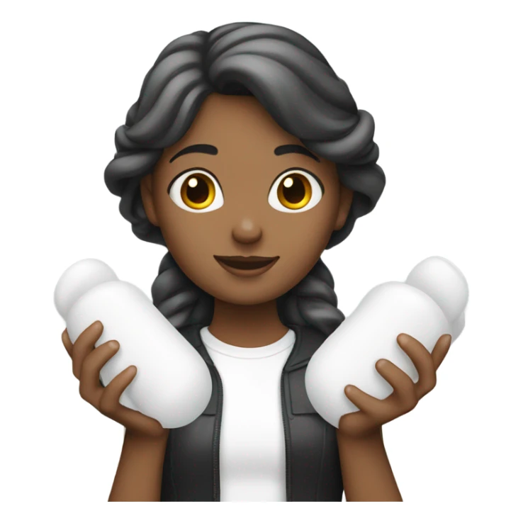 girl with white foam rubbe in hands sticker