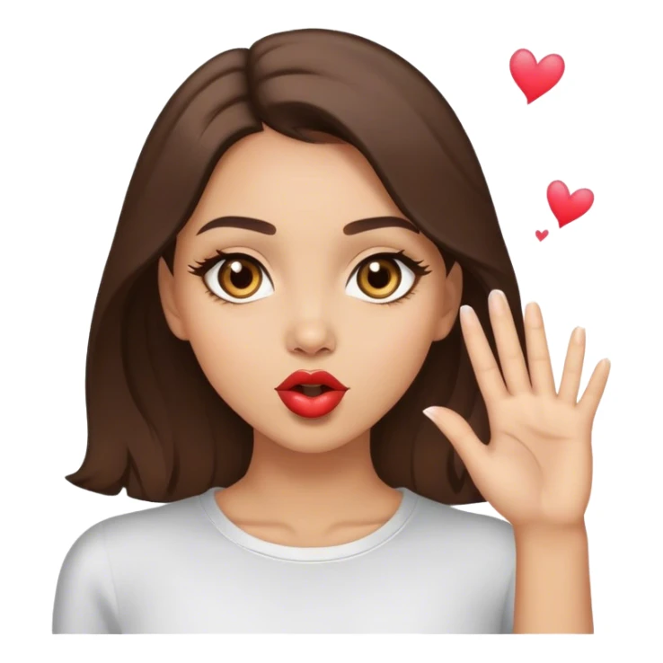Light skin brunette with light brown eyes blowing a kiss  sticker