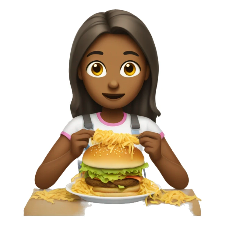 girl eating pasta and hamburger sticker