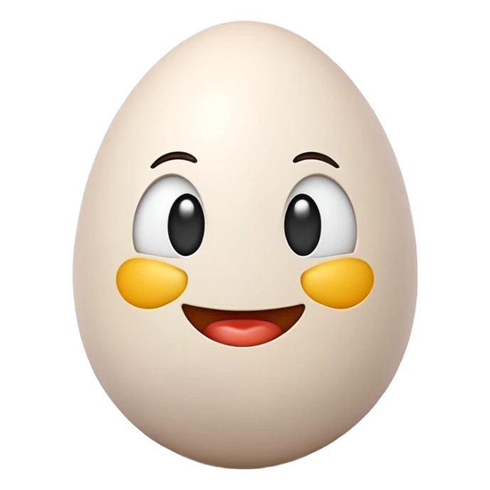 3D emoji icon of an egg in Apple style, isolated, soft pastel background, high-resolution, minimalistic, plastic texture, soft lighting, realistic shadows, front-facing, centered sticker