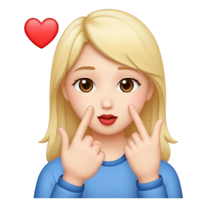 an uwu kissy face with a finger heart sticker