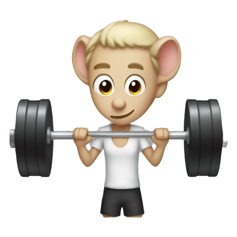 Create an emoji of a person lifting weights that looks like a rat sticker