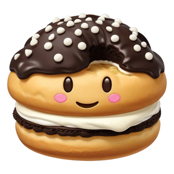 oreo cookie cream puff, simplified, clear, emoji-like sticker