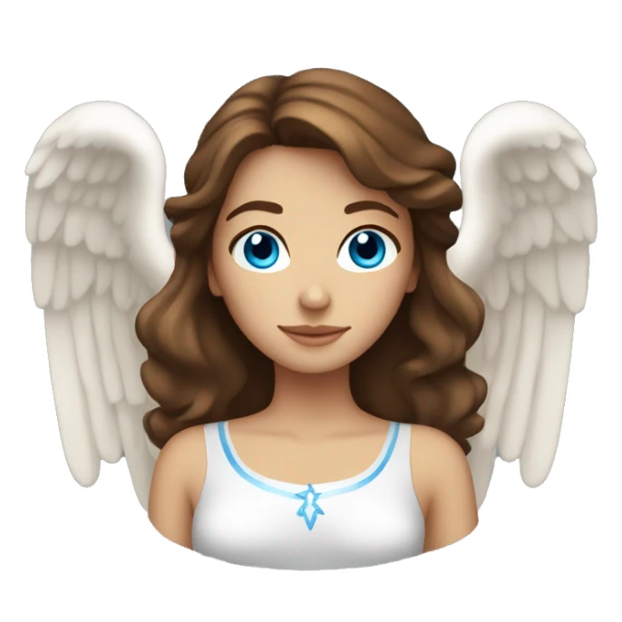Beautiful brown-haired woman with blue eyes as an angel. sticker