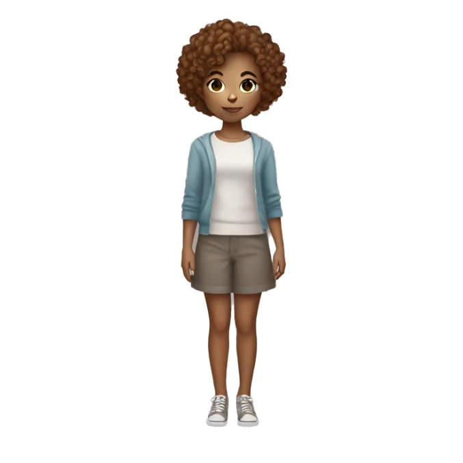 girl with short curly hair holding color circle. sticker
