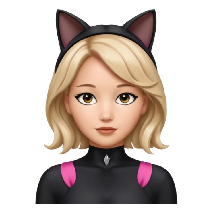 Jennifer Lawrence, in a black cat costume sticker